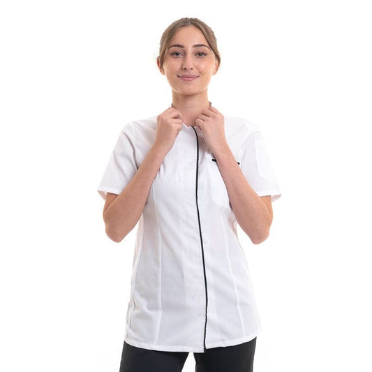 Robur Women's White Short Sleeve Chef's Coat - EKIRA - ROBUR